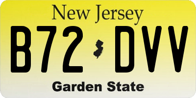 NJ license plate B72DVV