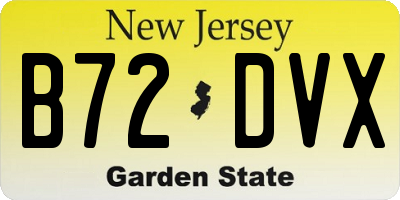 NJ license plate B72DVX