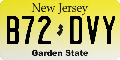 NJ license plate B72DVY