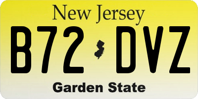 NJ license plate B72DVZ