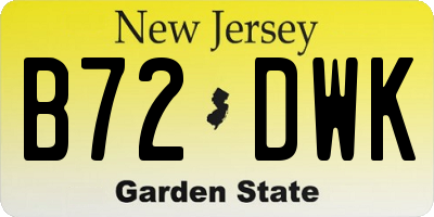 NJ license plate B72DWK