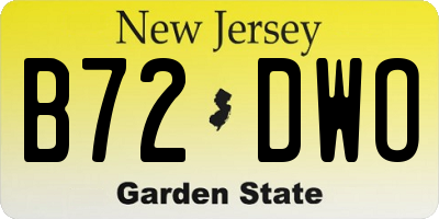 NJ license plate B72DWO