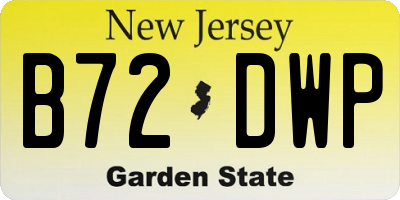 NJ license plate B72DWP