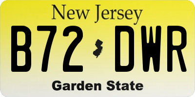 NJ license plate B72DWR