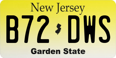 NJ license plate B72DWS