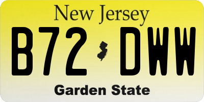 NJ license plate B72DWW