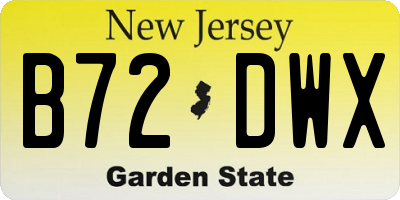 NJ license plate B72DWX