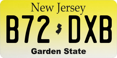 NJ license plate B72DXB