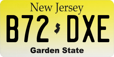 NJ license plate B72DXE