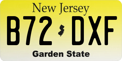 NJ license plate B72DXF