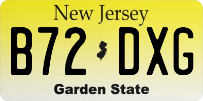 NJ license plate B72DXG