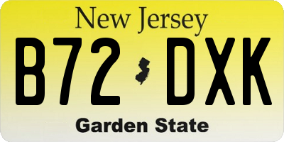 NJ license plate B72DXK