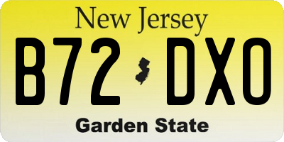 NJ license plate B72DXO