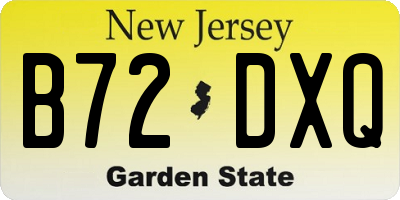 NJ license plate B72DXQ