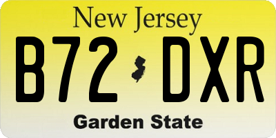 NJ license plate B72DXR