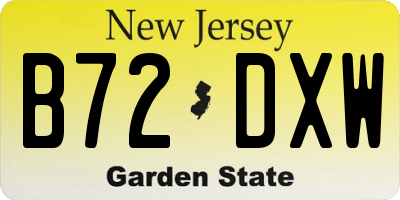 NJ license plate B72DXW