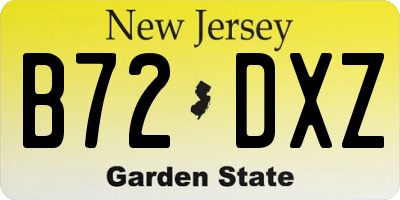 NJ license plate B72DXZ