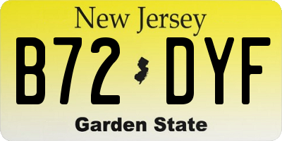 NJ license plate B72DYF