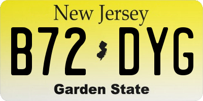 NJ license plate B72DYG