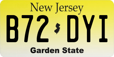 NJ license plate B72DYI