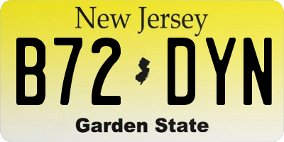 NJ license plate B72DYN