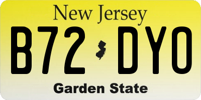 NJ license plate B72DYO