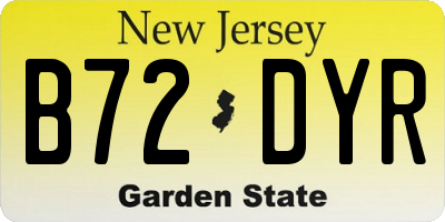 NJ license plate B72DYR