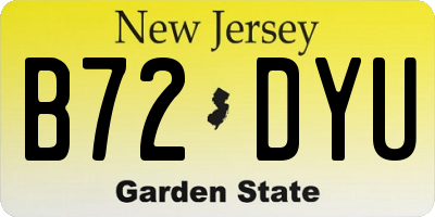 NJ license plate B72DYU