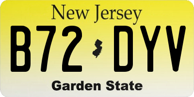 NJ license plate B72DYV
