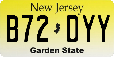 NJ license plate B72DYY