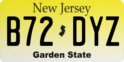 NJ license plate B72DYZ