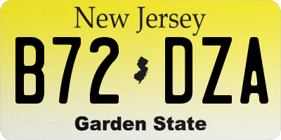 NJ license plate B72DZA