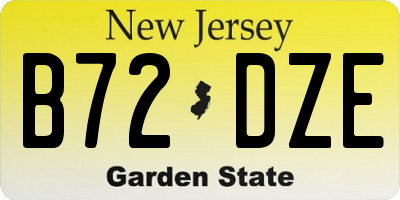 NJ license plate B72DZE