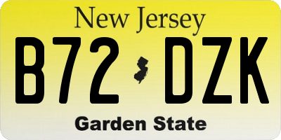 NJ license plate B72DZK
