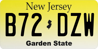 NJ license plate B72DZW
