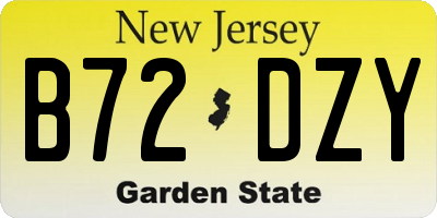 NJ license plate B72DZY