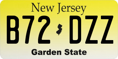 NJ license plate B72DZZ