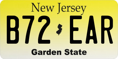 NJ license plate B72EAR