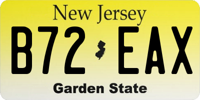 NJ license plate B72EAX