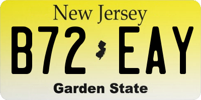NJ license plate B72EAY