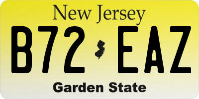 NJ license plate B72EAZ