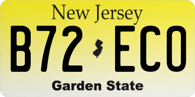 NJ license plate B72ECO