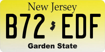 NJ license plate B72EDF