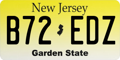 NJ license plate B72EDZ