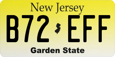 NJ license plate B72EFF