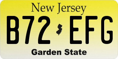 NJ license plate B72EFG