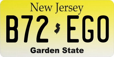NJ license plate B72EGO