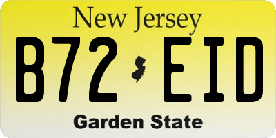 NJ license plate B72EID