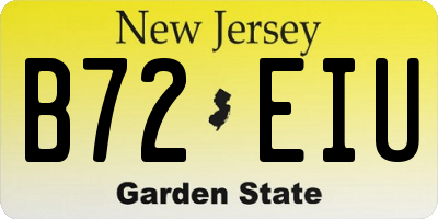 NJ license plate B72EIU