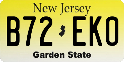 NJ license plate B72EKO